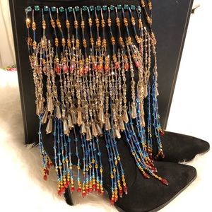 Azalea Wang mercy black sueded crystal fringe boot size 7 1/2 worn once.